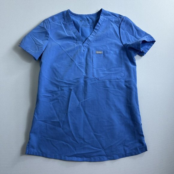 Figs Catarina Single Pocket Solid Blue Scrub Top Womens Size‎ XXS Uniform ￼ - Picture 1 of 9